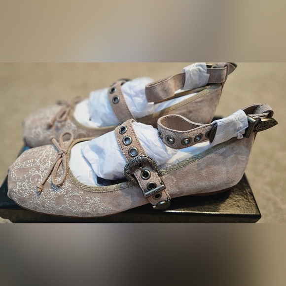 FREE PEOPLE Suede Leather Vintage-inspired Buckle Ballet Flats US 10 / EU 41 - Picture 14 of 16